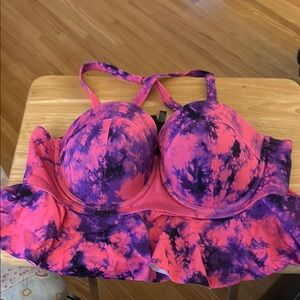 Torrid Pink and Purple Tie-Dye Women's bikini top